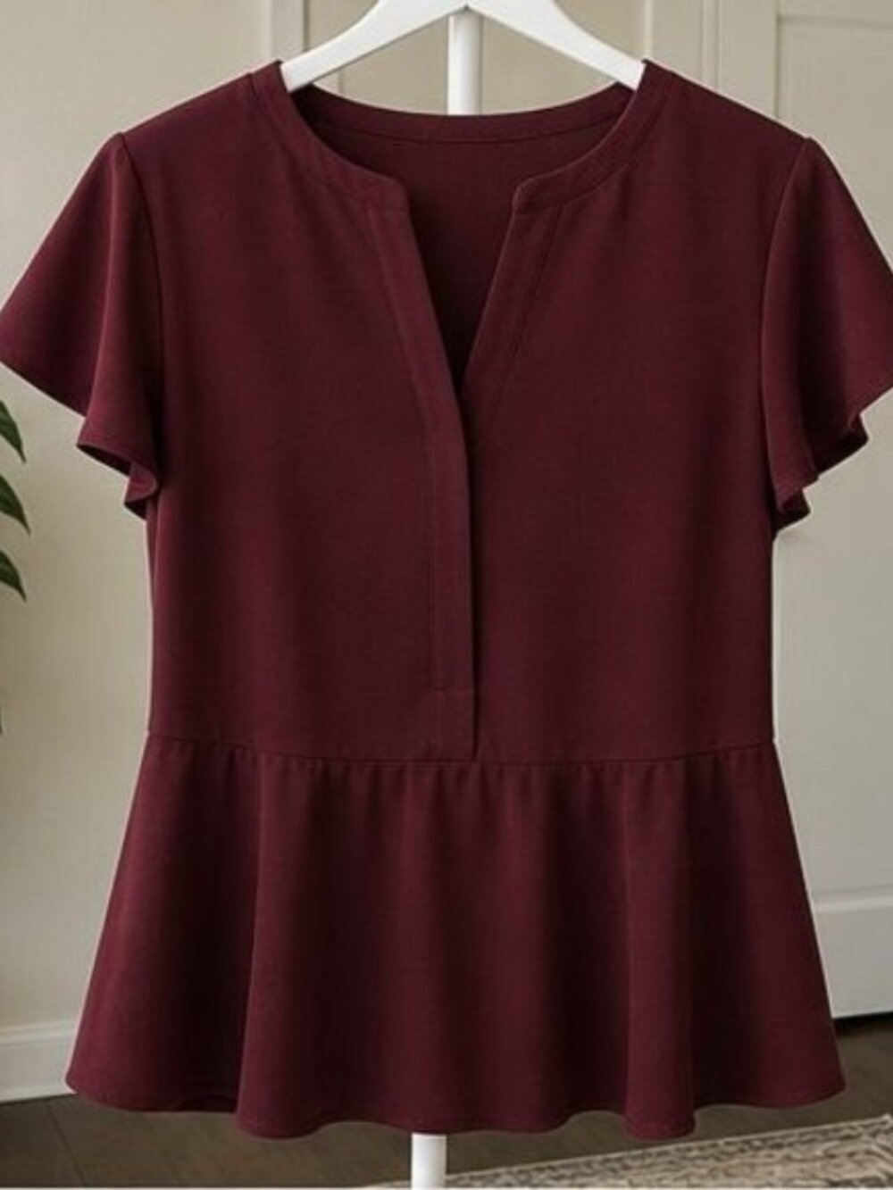 Burgundy Peplum Top